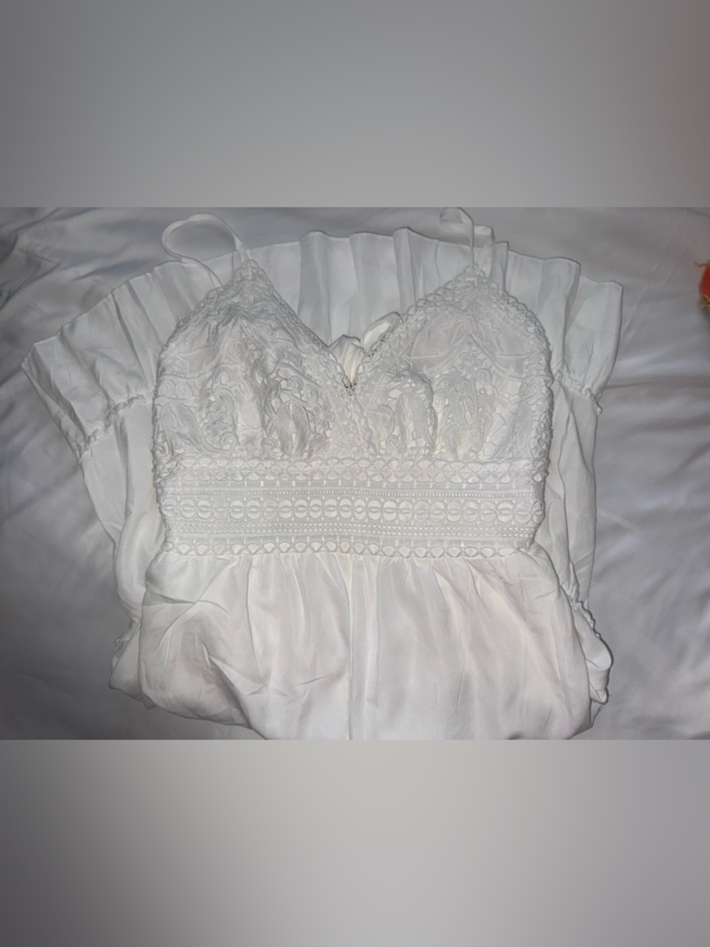 V-Neck Spaghetti Strap Bowknot Backless Sleeveless Lace Mini Swing Dress NWT - Picture 5 of 6